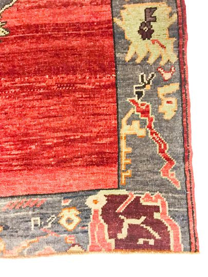 5x10 Red and Gray Turkish Tribal Runner