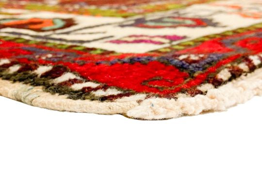 6x9 Burgundy and Ivory Turkish Tribal Rug