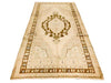 5x9 Ivory and Brown Turkish Tribal Rug