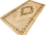 5x9 Ivory and Brown Turkish Tribal Rug