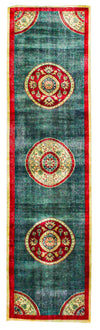 3x10 Green and Red Turkish Tribal Runner