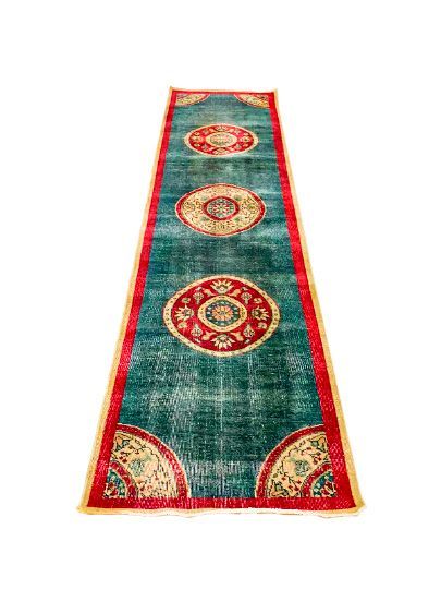 3x10 Green and Red Turkish Tribal Runner