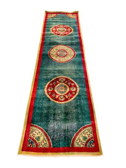 3x10 Green and Red Turkish Tribal Runner