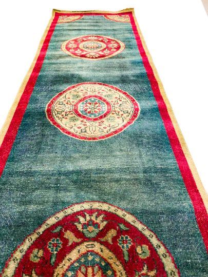 3x10 Green and Red Turkish Tribal Runner
