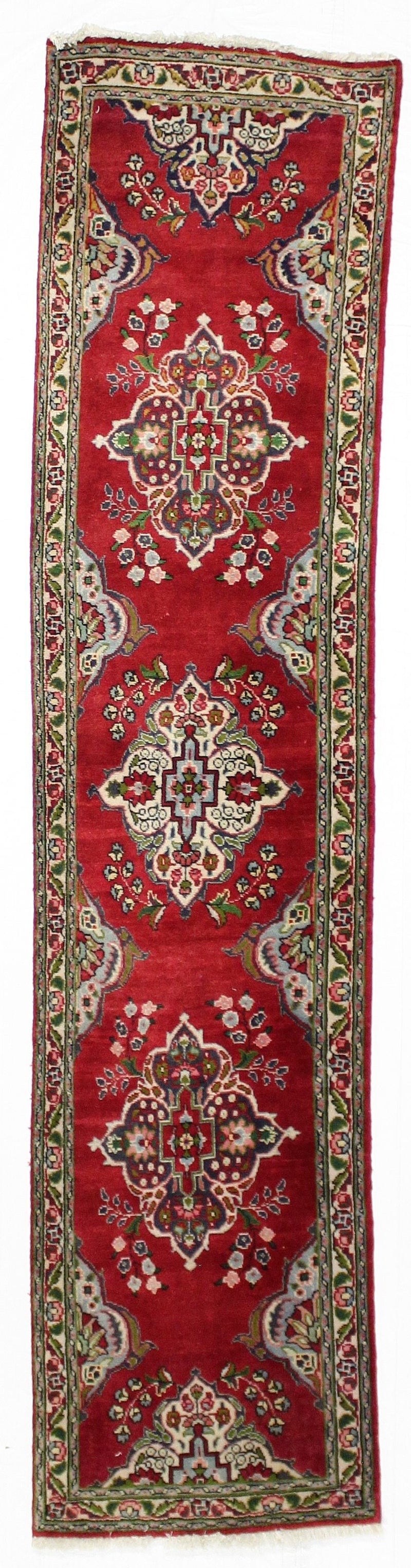 3x11 Red and Ivory Turkish Tribal Runner