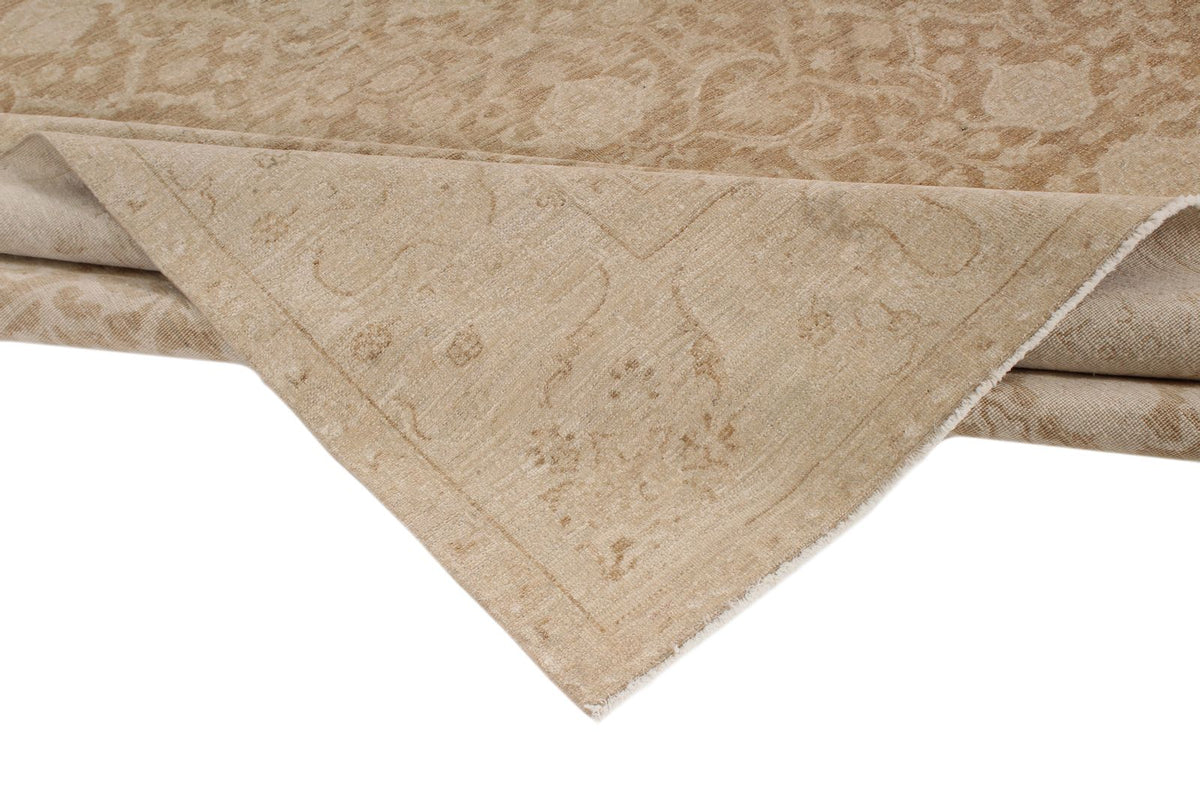 8x12 Brown and Ivory Turkish Oushak Rug