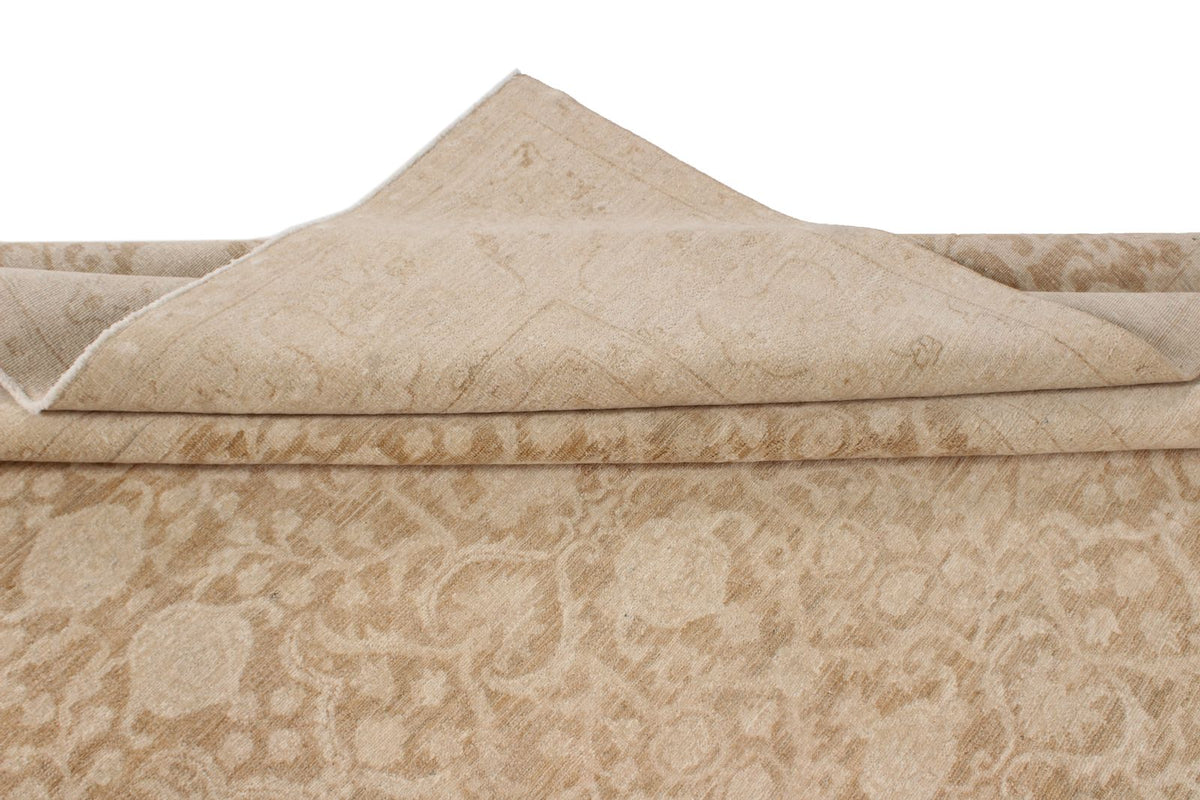 8x12 Brown and Ivory Turkish Oushak Rug