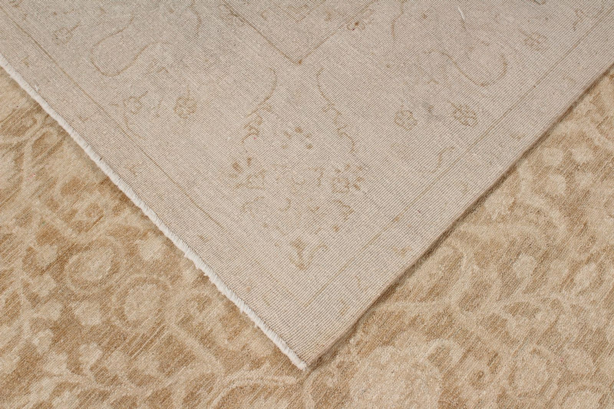 8x12 Brown and Ivory Turkish Oushak Rug
