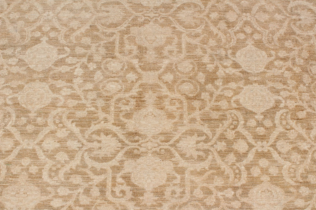 8x12 Brown and Ivory Turkish Oushak Rug