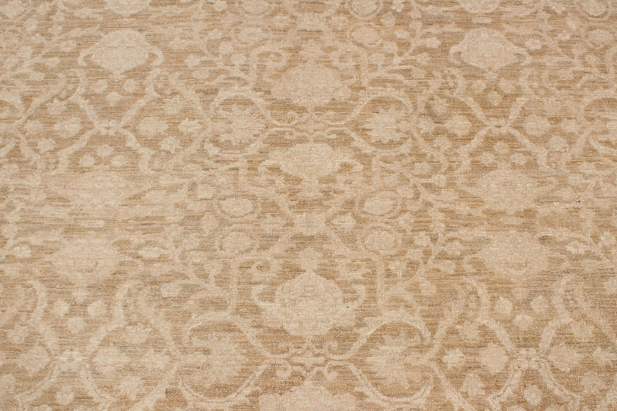 8x12 Brown and Ivory Turkish Oushak Rug
