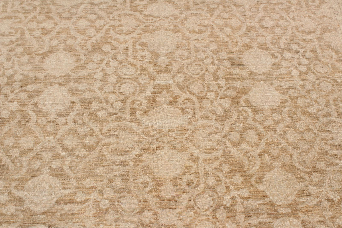 8x12 Brown and Ivory Turkish Oushak Rug
