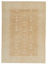 8x12 Brown and Ivory Turkish Oushak Rug