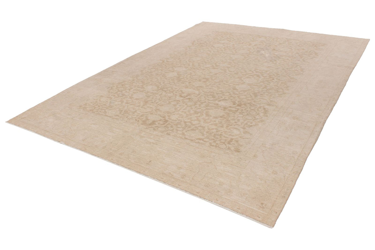 8x12 Brown and Ivory Turkish Oushak Rug
