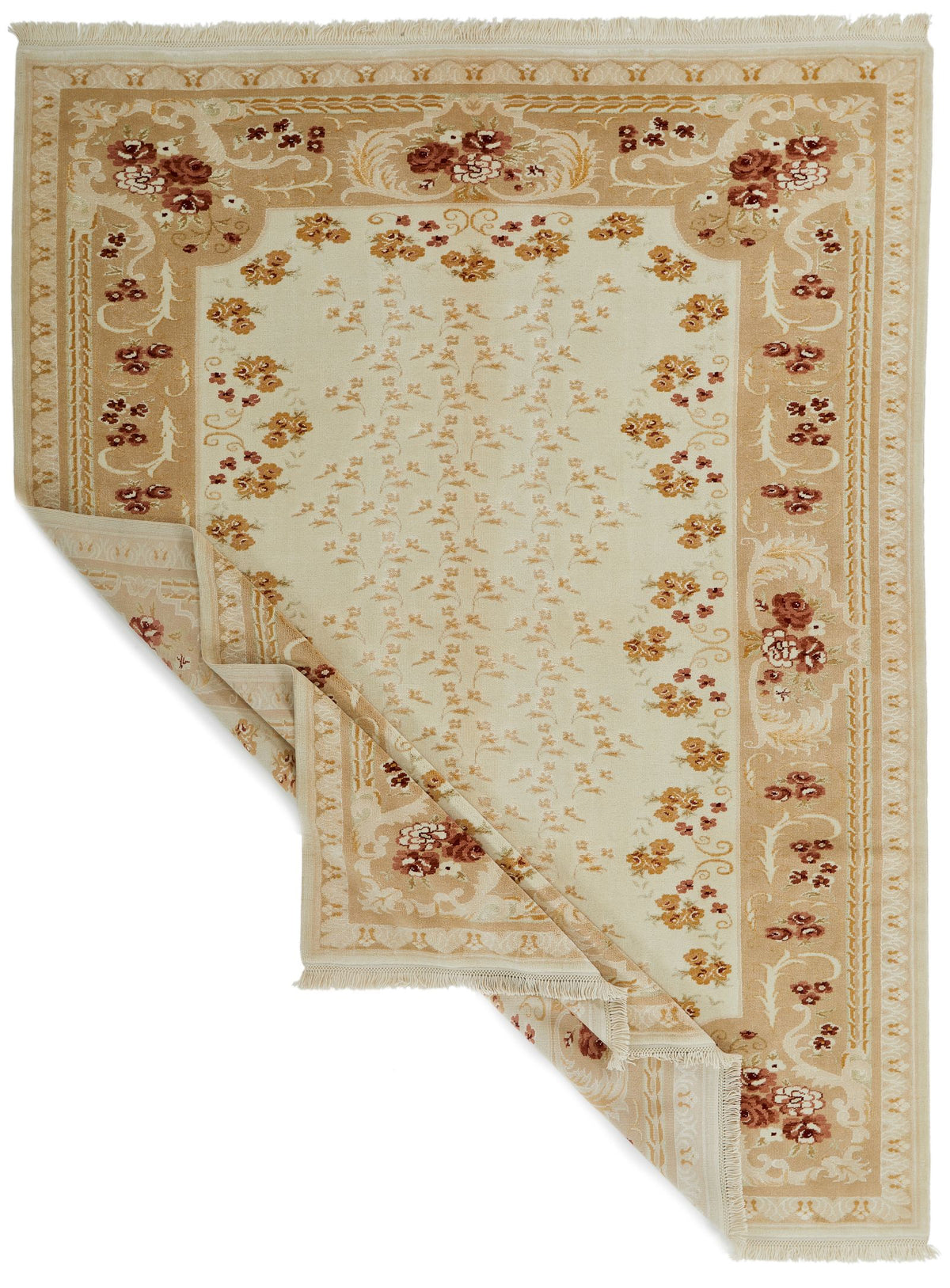 8x10 Ivory and Beige Turkish Traditional Rug