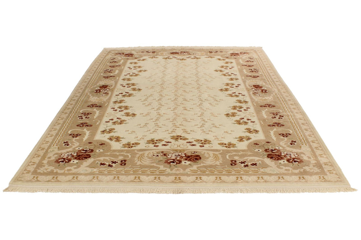 8x10 Ivory and Beige Turkish Traditional Rug