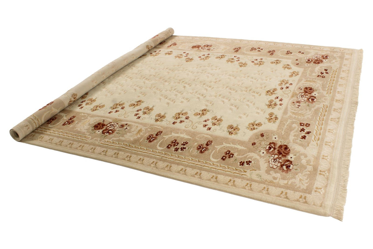 8x10 Ivory and Beige Turkish Traditional Rug