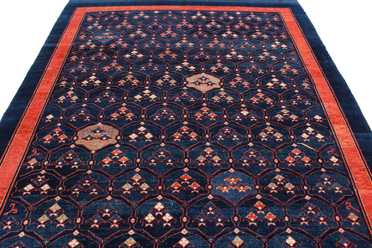 7x9 Multicolor and Red Modern Contemporary Rug