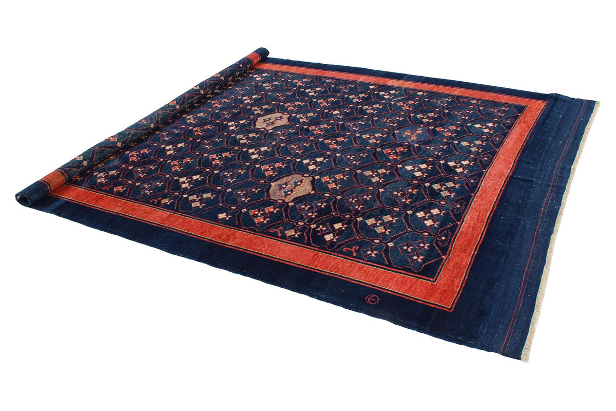 7x9 Multicolor and Red Modern Contemporary Rug