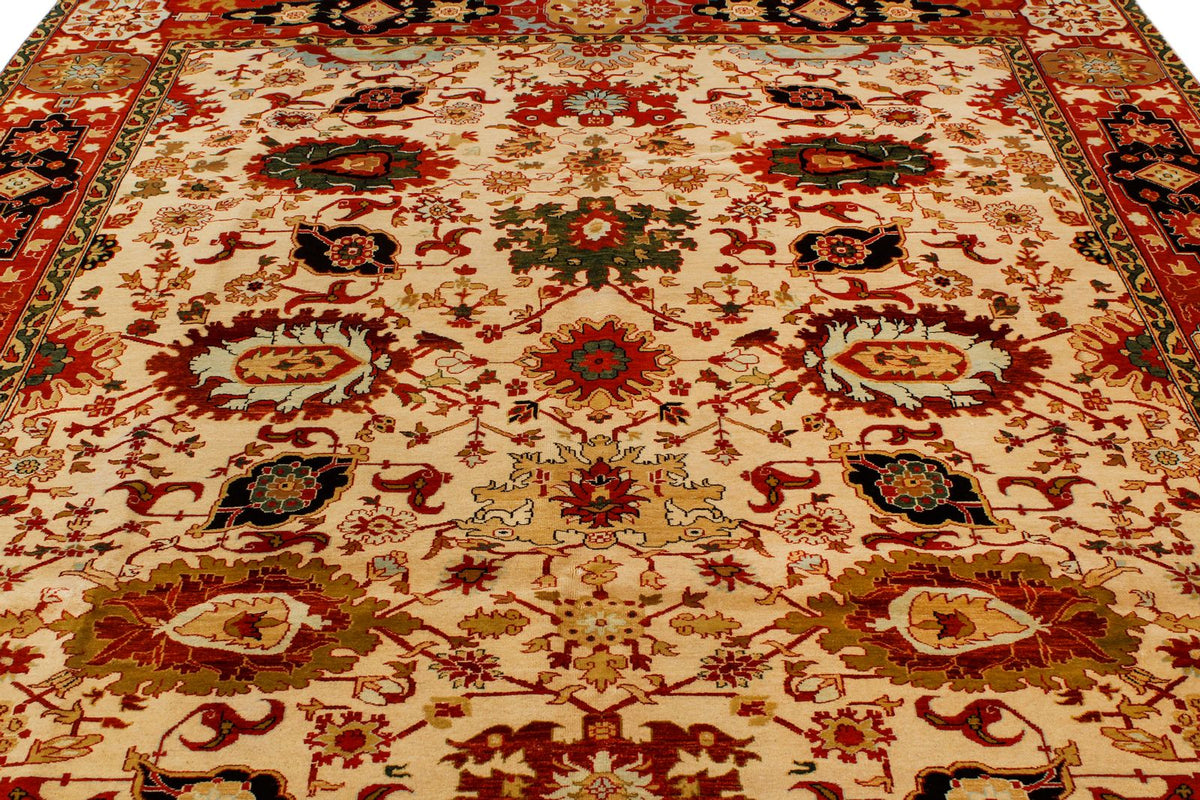 8x10 Ivory and Red Turkish Traditional Rug