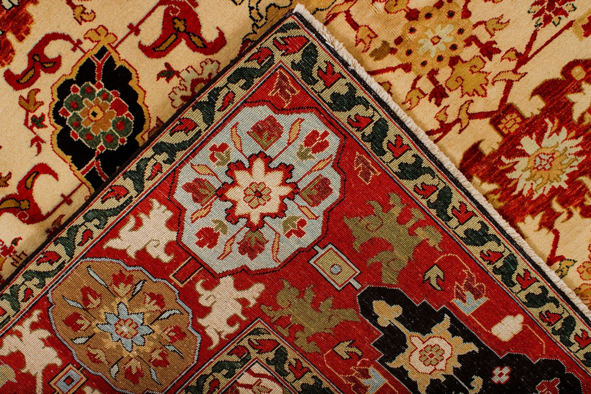 8x10 Ivory and Red Turkish Traditional Rug