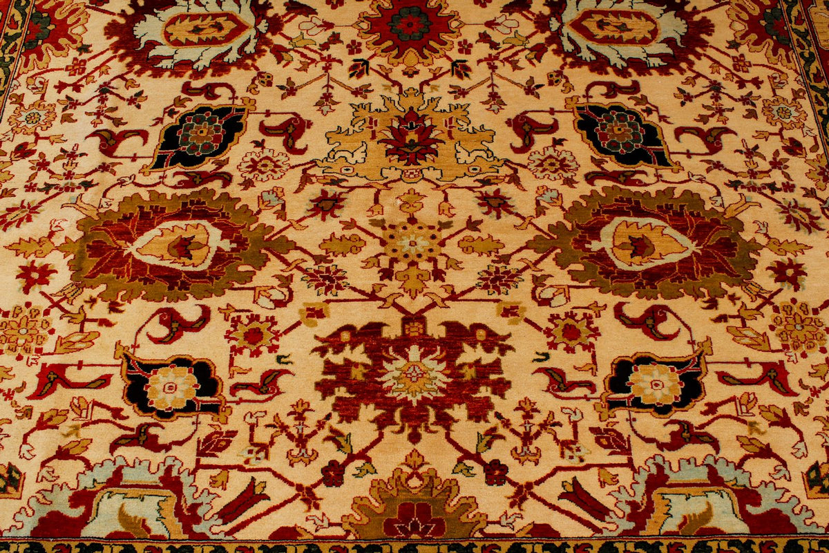 8x10 Ivory and Red Turkish Traditional Rug