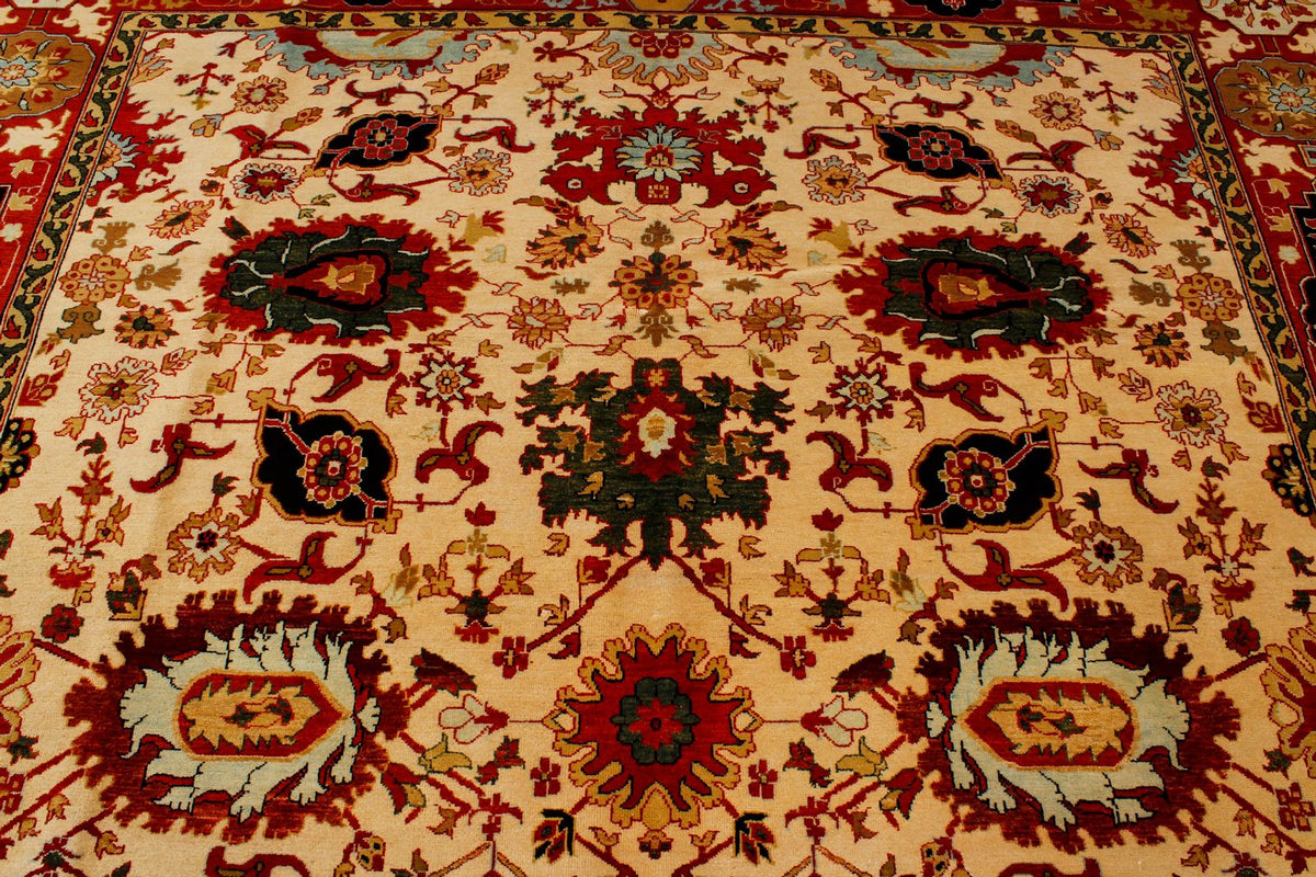 8x10 Ivory and Red Turkish Traditional Rug