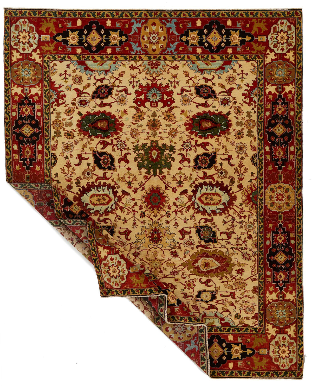 8x10 Ivory and Red Turkish Traditional Rug