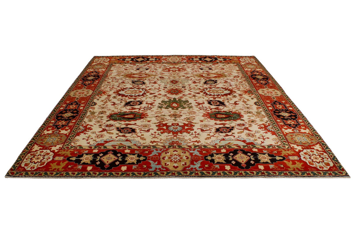 8x10 Ivory and Red Turkish Traditional Rug