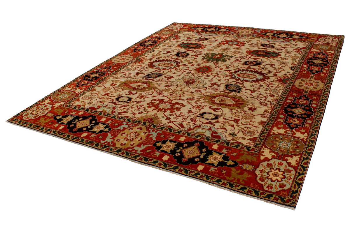 8x10 Ivory and Red Turkish Traditional Rug