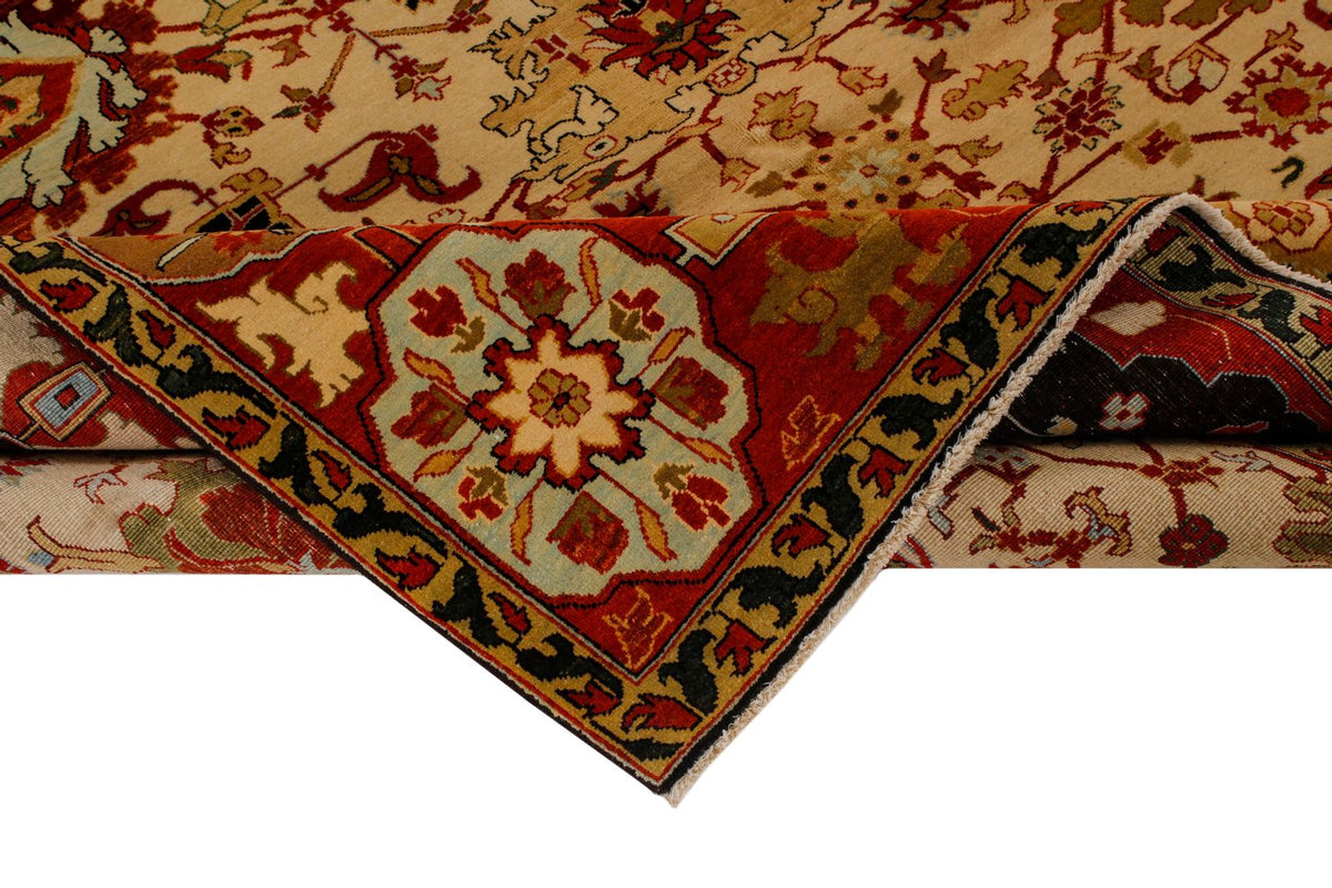 8x10 Ivory and Red Turkish Traditional Rug