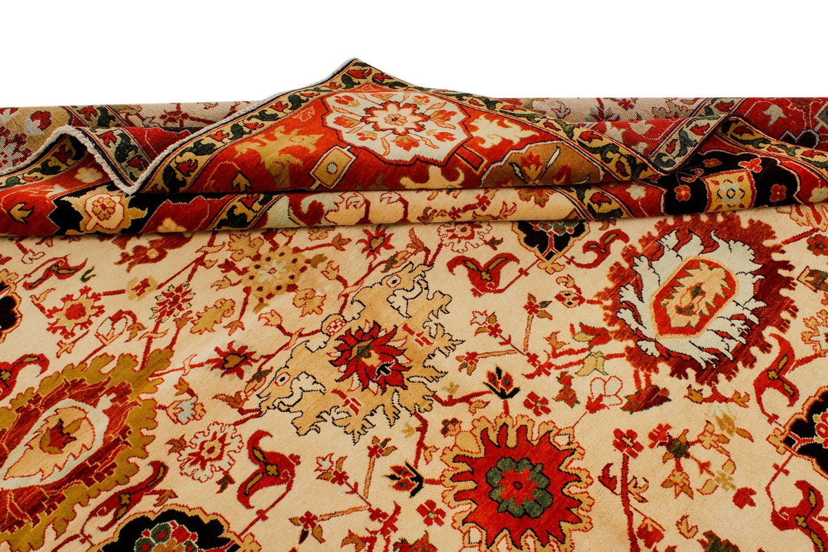 8x10 Ivory and Red Turkish Traditional Rug