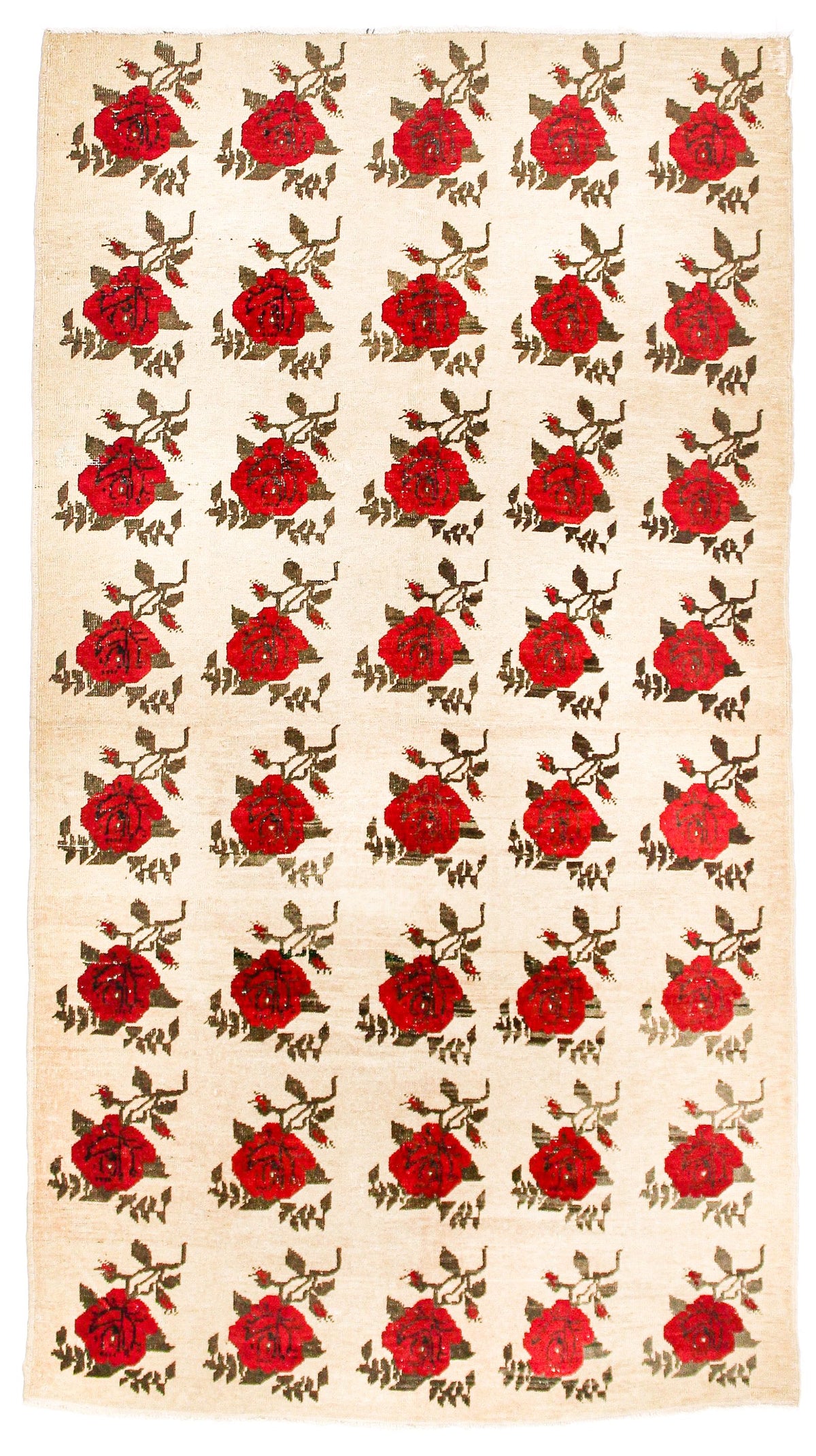 6x11 Red and Beige Turkish Tribal Rug