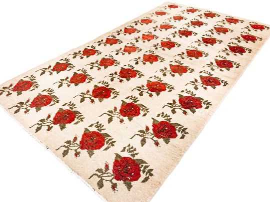 6x11 Red and Beige Turkish Tribal Rug