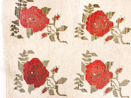6x11 Red and Beige Turkish Tribal Rug