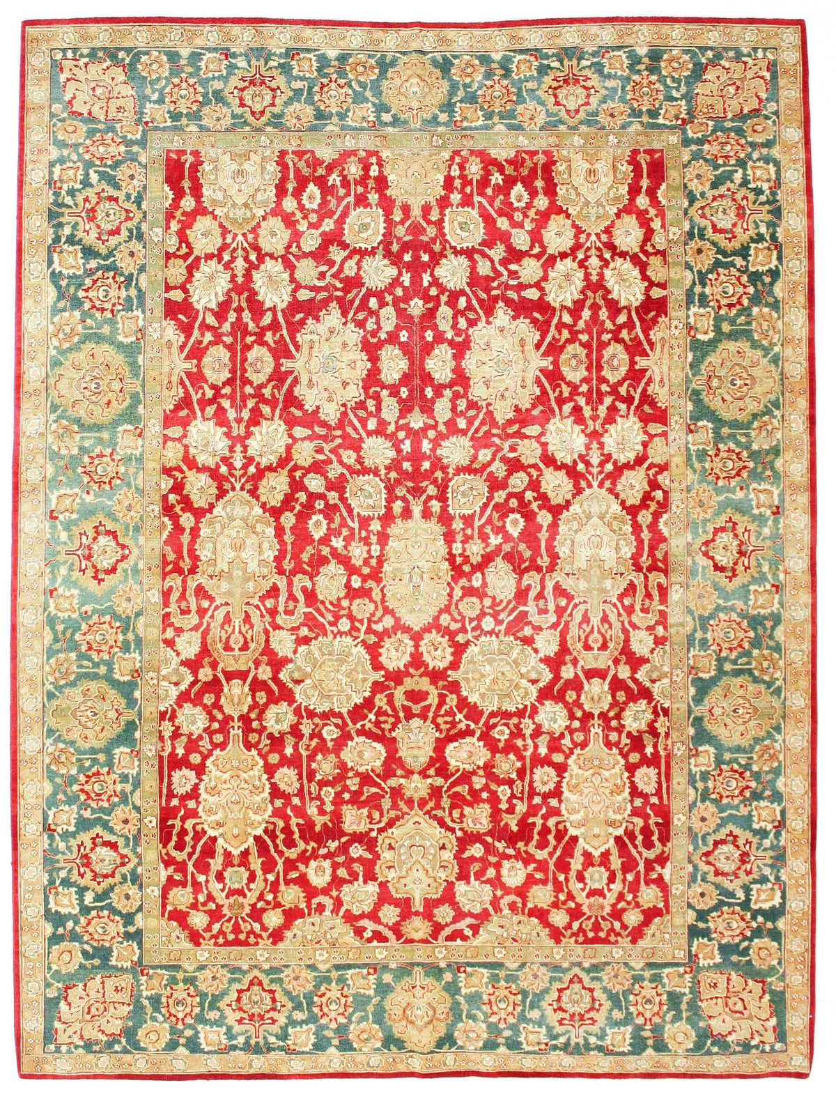 9x12 Red and Green Turkish Traditional Rug