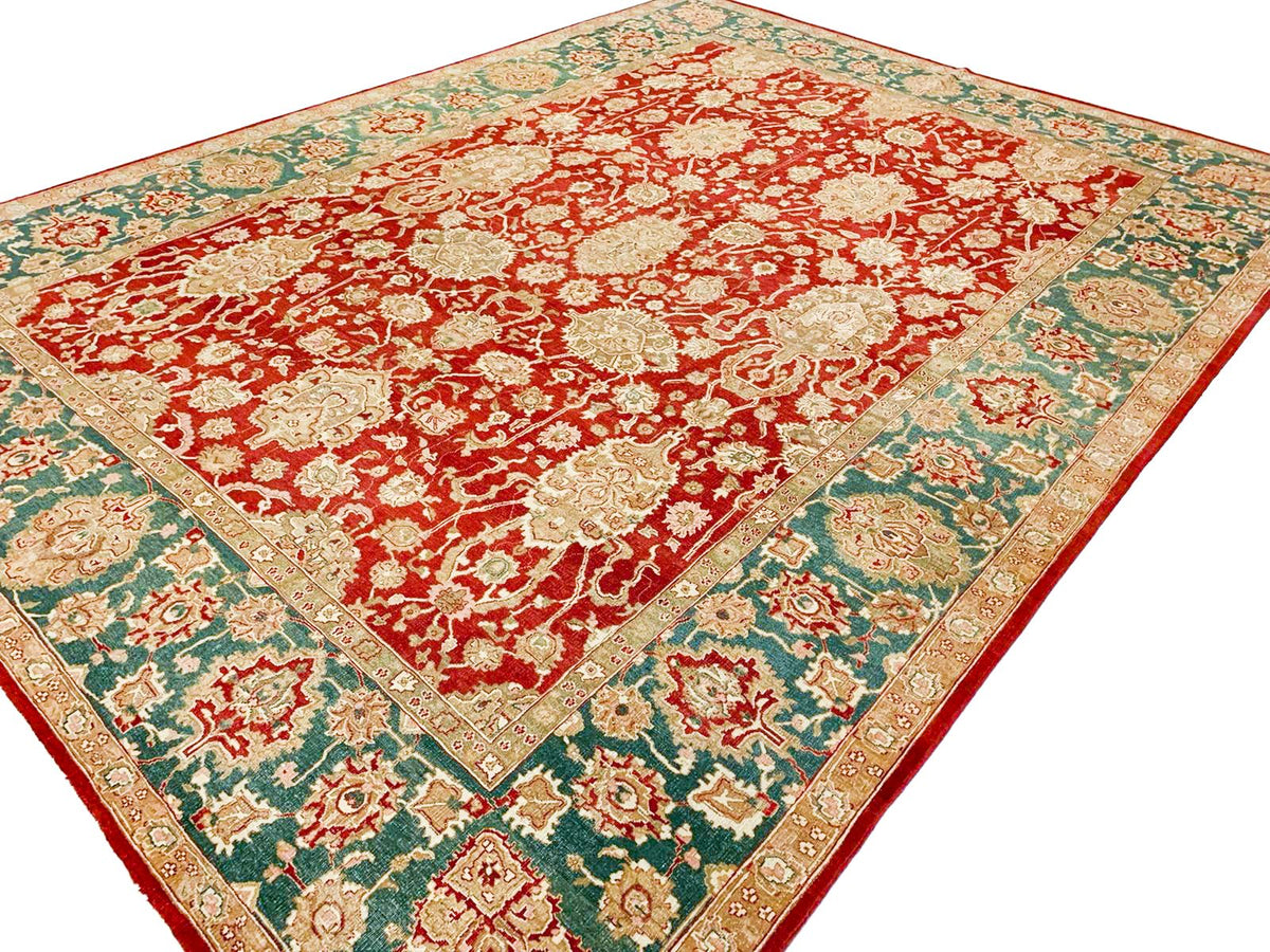 9x12 Red and Green Turkish Traditional Rug