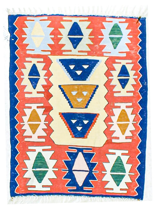 3x4 Multicolor and Multicolor Turkish Tribal Rug