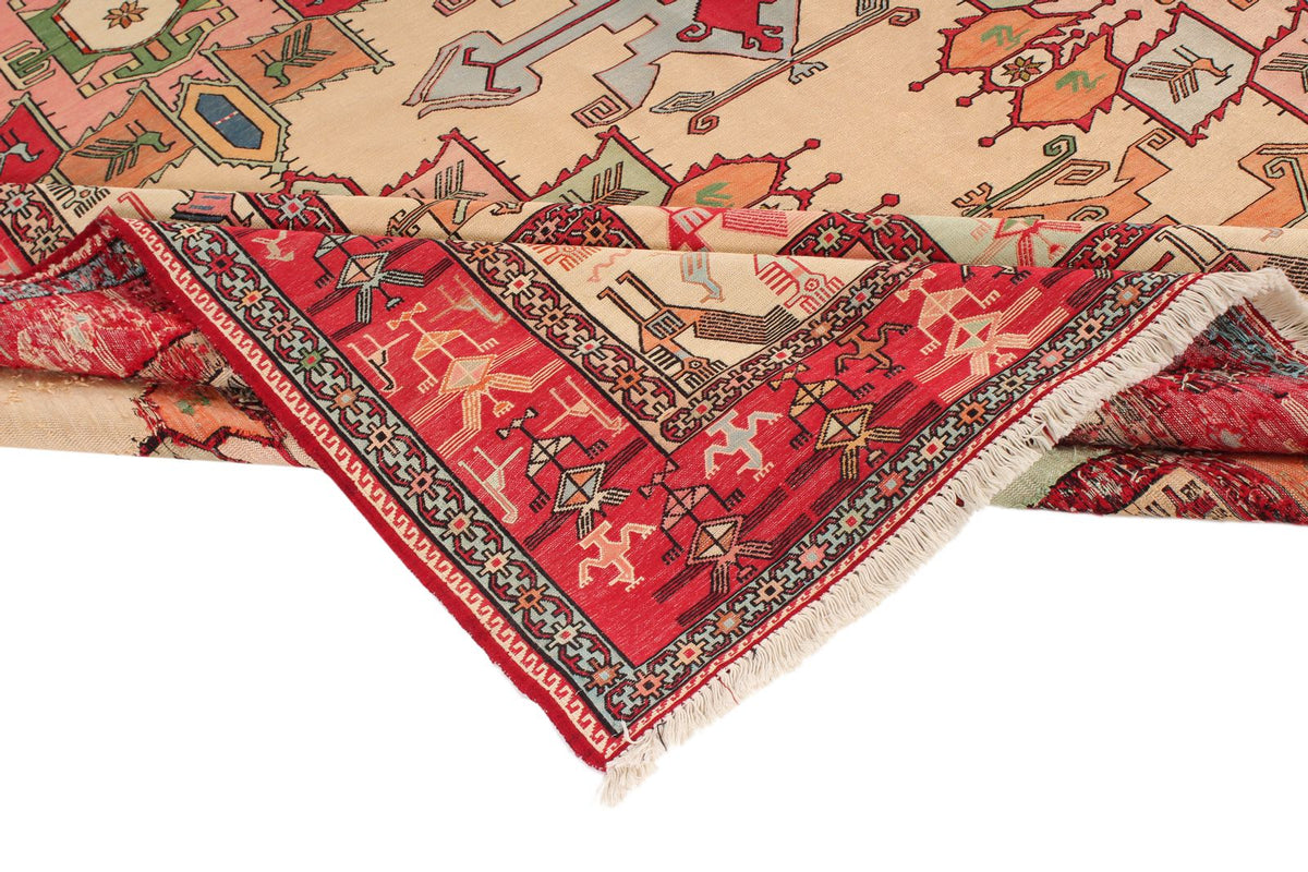 9x13 Gold and Red Turkish Tribal Rug