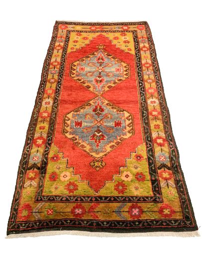 4x8 Red and Gold Turkish Tribal Rug