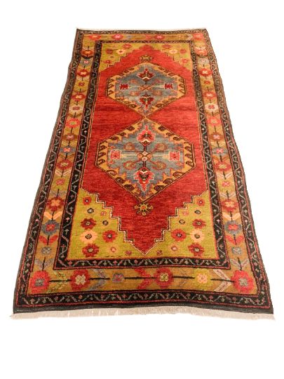 4x8 Red and Gold Turkish Tribal Rug