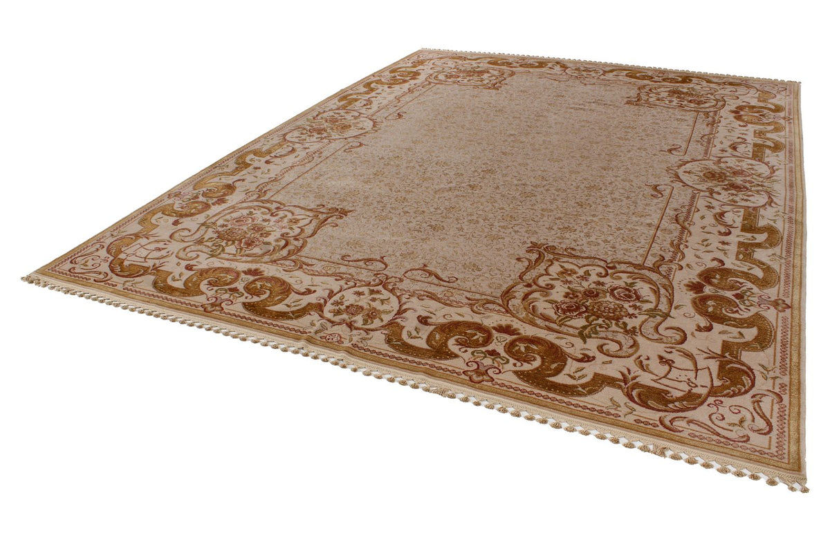 9x12 Ivory and Gray Turkish Traditional Rug