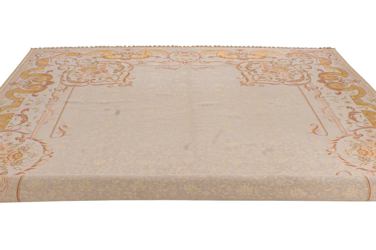 9x12 Ivory and Gray Turkish Traditional Rug