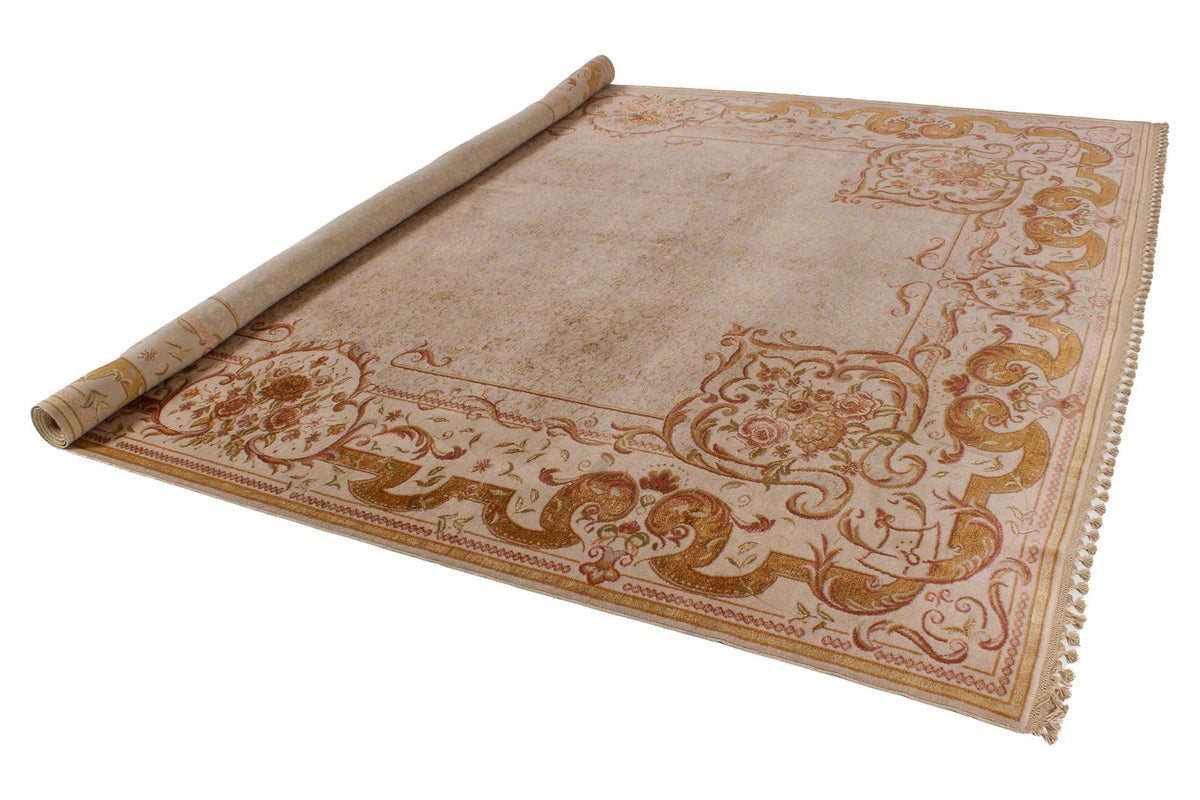 9x12 Ivory and Gray Turkish Traditional Rug