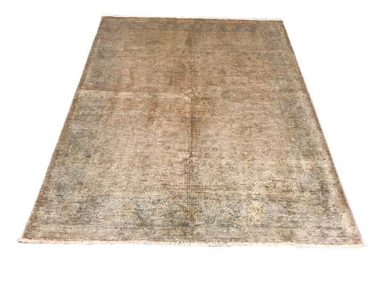 5x6 Beige and Brown Turkish Overdyed Rug