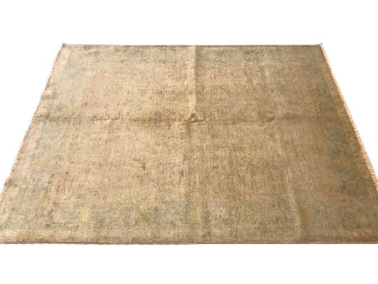 5x6 Beige and Brown Turkish Overdyed Rug