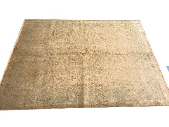5x6 Beige and Brown Turkish Overdyed Rug