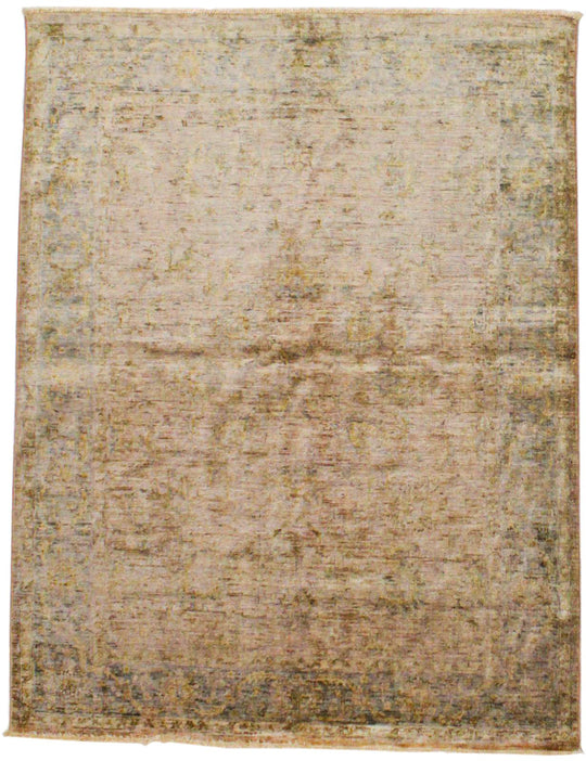 5x6 Beige and Brown Turkish Overdyed Rug