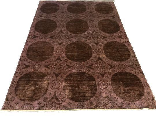 4x5 Purple and Brown Turkish Overdyed Rug