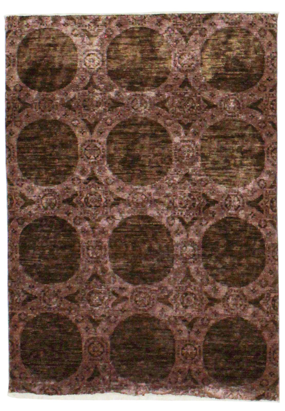 4x5 Purple and Brown Turkish Overdyed Rug