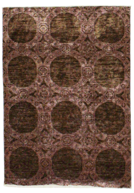 4x5 Purple and Brown Turkish Overdyed Rug